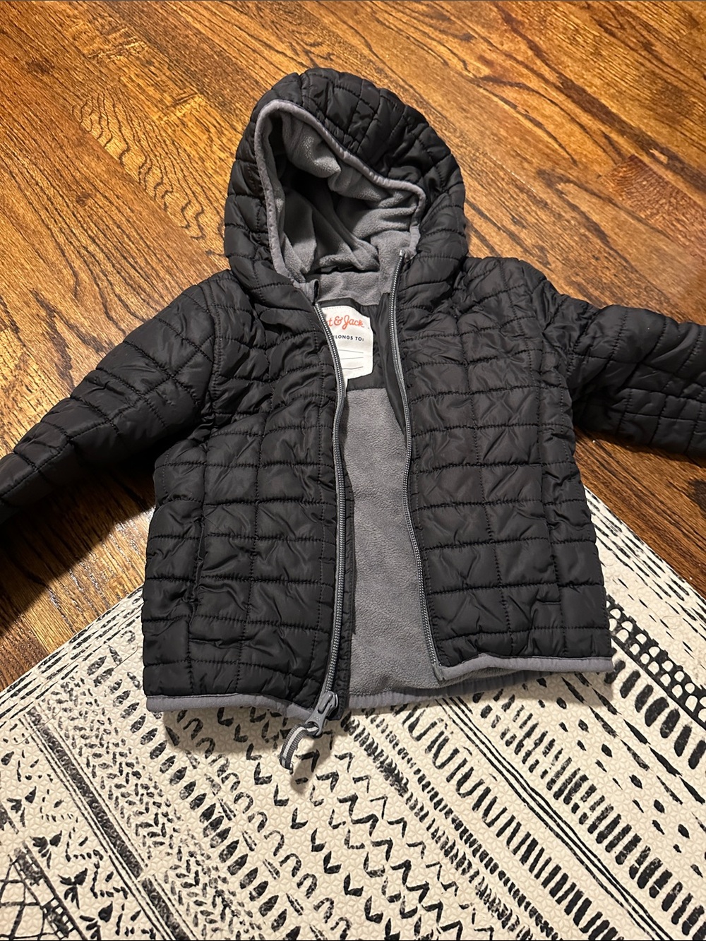 Cat & Jack Black Quilted Hooded Puffer Jacket